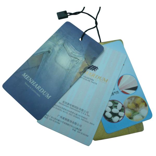 Custom Clothes Tag, Personalized Blue Clothing Paper Hang Tags For Bags / Hats