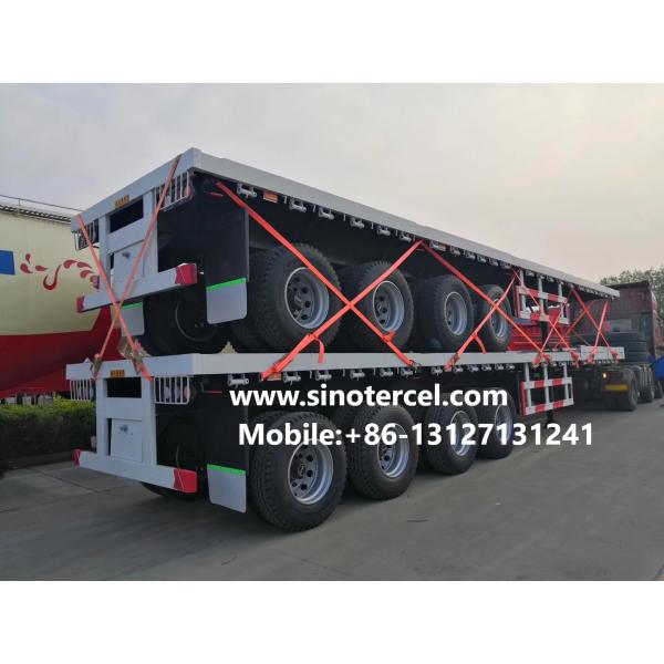 60-70t Flat Bed Semi Trailer 4 Axles White