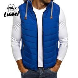 Casual Outdoor Hooded Utility Quente Plus Size Zipper Drawstring Coatsmen Coat Lightweight Quilted Coat Vest