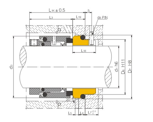 Sellos estupendos de la bomba del agua de manatial del sino, sello mecánico 2.5Mpa GY HJ92N del eje
