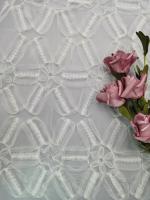 Tissu floral blanc Mesh Cording Embroidery de dentelle du tissu 3D de dentelle de crochet