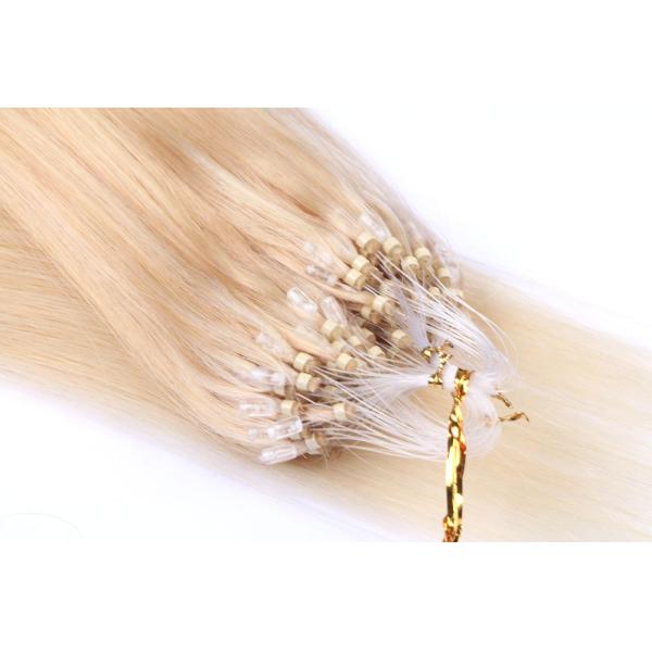 Micro Ring Loop Brazilian Clip In Weave Human Hair Blonde 613 Color Silky Straight