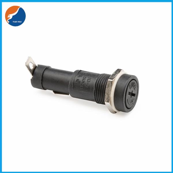 H3-9 Screw Cap Quick Connec PCB Glass Tube Type 6x30mm Black Electrical Panel Mount Fuse Holder