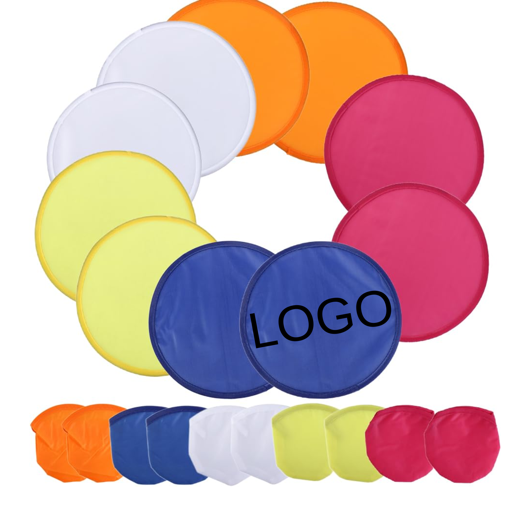 Nylon Cloth Folding Hand Fan, Round Foldable Flying Disc
