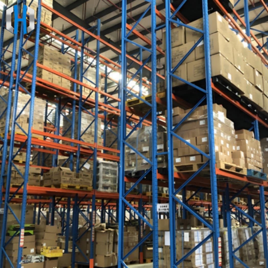 Multi-Level Industrial Storage Racking System with Powder Coated Steel Structure for Warehouse Applications