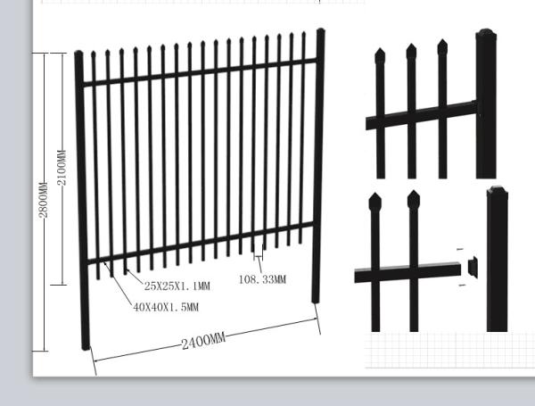 Boundary protection welded galvanized steel temporary picket fence tubular fencing