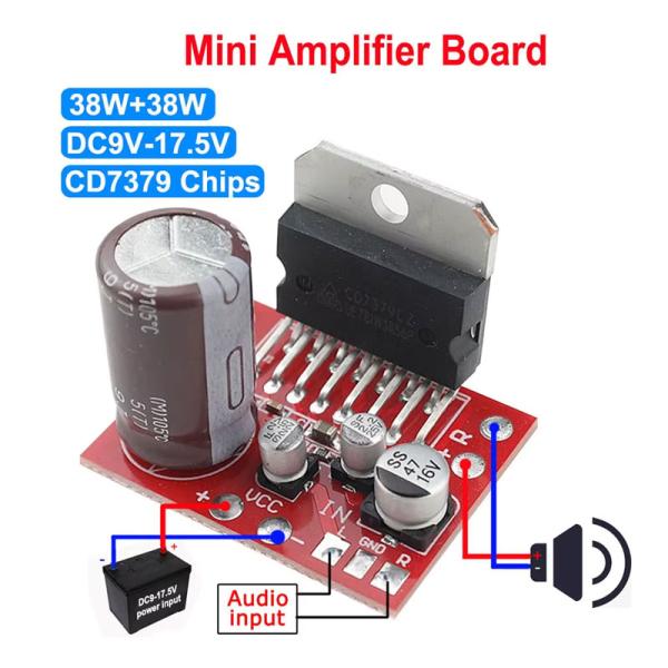 CA-7379 Stereo Power Amplifier Module Double Channel DC9V-17.5V 38W+38W with TDA7379 Chip