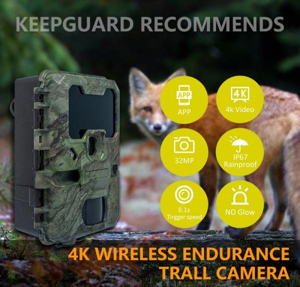 WIFI câmera de caça OEM/ODM KW866 impermeável IP67 512GB armazenamento 32MP 4K 0.1s gatilho velocidade câmera de caça