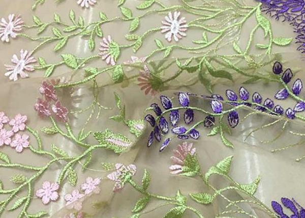 O tule bordado delicado coloriu a tela do laço, tela da roupa do laço dos vestidos das mulheres