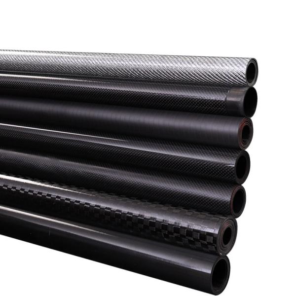 Anti Corrosion 500mm Black Carbon Fiber Tube Plain Weave