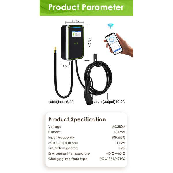 Electric Car Wallbox Charger Pulsar Plus PC body With App ev charger wallbox 7kw earth leakage protection OEM ODM