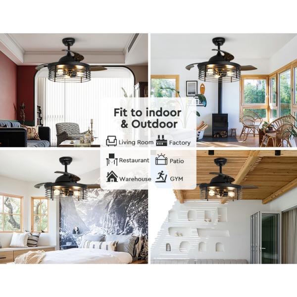 Ventilador de teto de quinta sem lâmina com luz industrial pequena e moderna