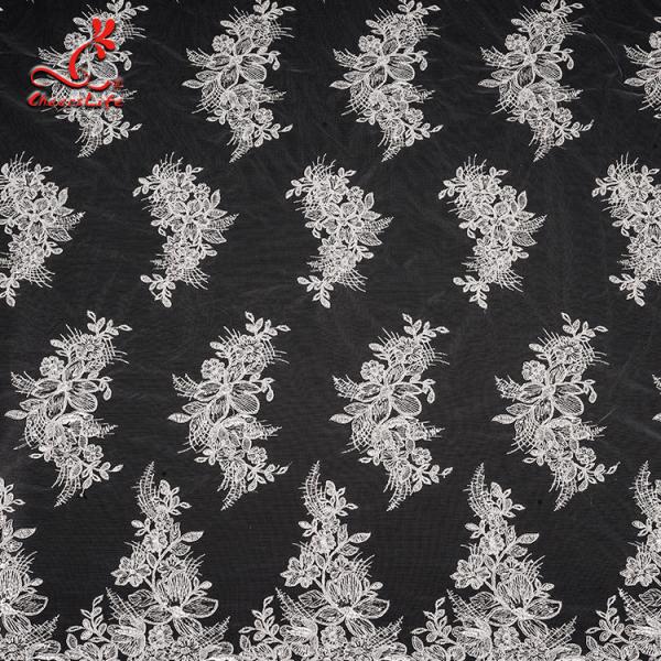 3D Floral Stretch Wedding Bridal Embroidered Tulle Lace Fabric By The Yard