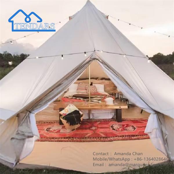 Tenda de acampamento ao ar livre Tenda impermeável de algodão de lona Glamping Tenda de sino de luxo