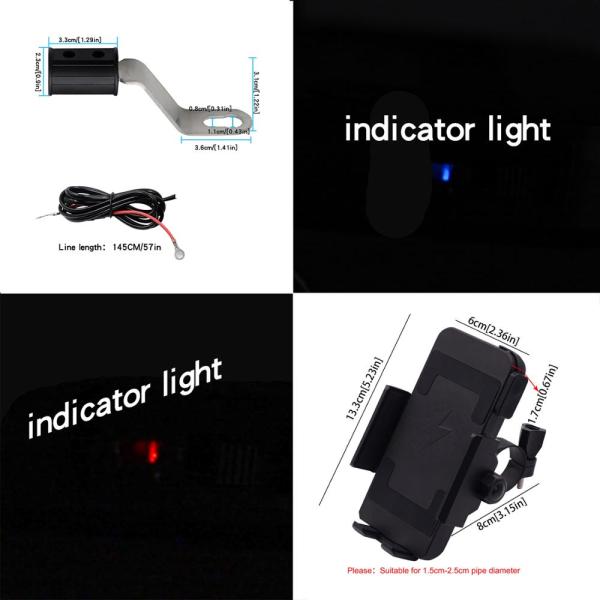 10MA Motorcycle Wireless Charger Mount , DC10-32V Iphone 11 Motorcycle Holder