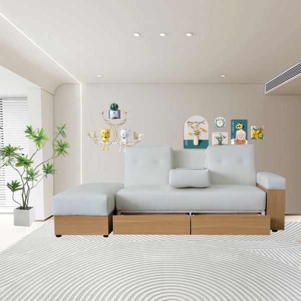 Modern Design Fabric 3 Seater Sofa Storage Space for Living Room