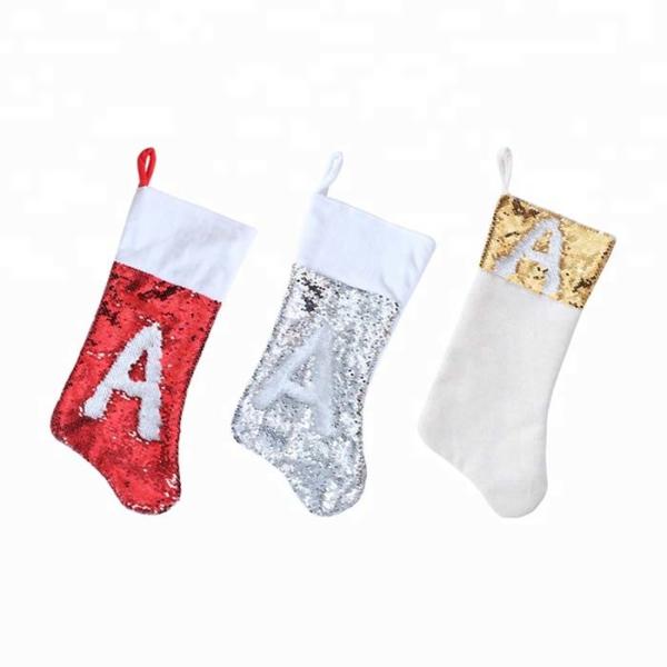 Custom Christmas Ornaments Sublimation Sequin Stocking Christmas Stocking Sublimation Blanks 45*20cm