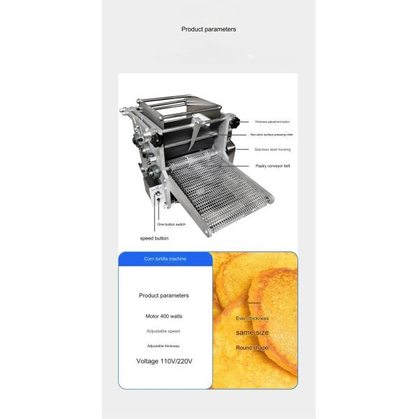 Easy to Clean 5-35cm Flour Tortilla Machine Custom Mold for Tortilla Chapati Roti