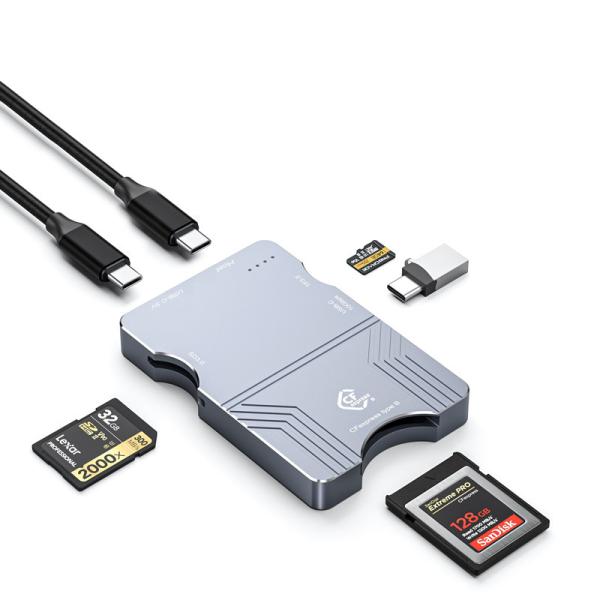 Lecteur de cartes CFexpress TYPE B et XQD avec USB 3.0 vers TYPE C SD TF