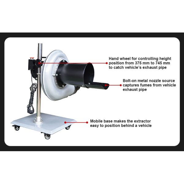 Auto Workshop Portable Exhaust Extractor Mobile Cart Hose System for Garages