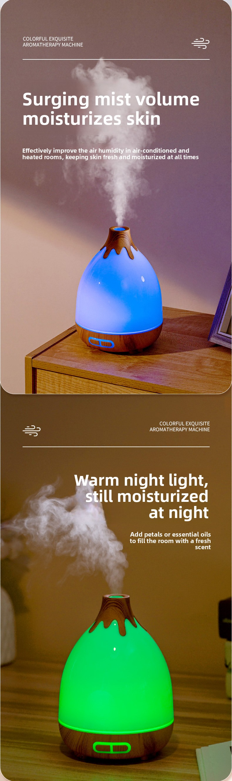 Diffuser Machine Premium Ultrasonic Volcano Aromatherapy Diffuser LED Air Purifying Fragrance Sprayer