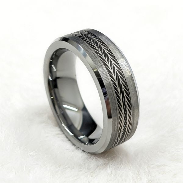 High-Hardness Tungsten Ring with Long-Lasting Luster and Trendy Color-Blocking for Wedding and Gifting