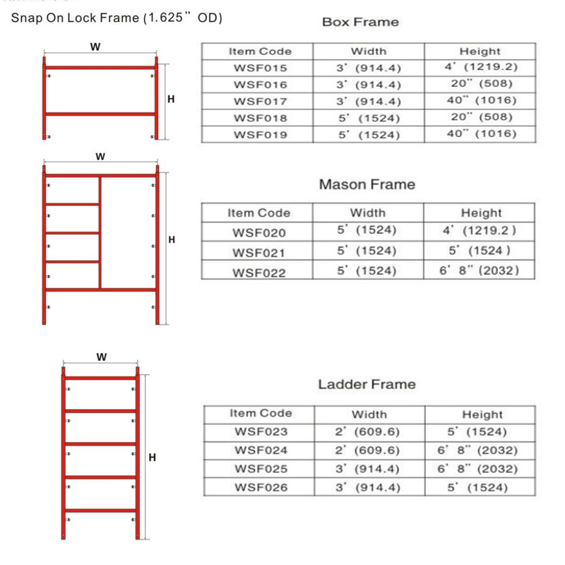 3ft x 6ft 8in Snap-On Walk-Thru Scaffolding Frame with Galvanized Light Steel Structure