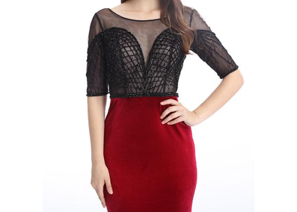 Customized Velvet Fabric European Style Evening Dresses for Women Party