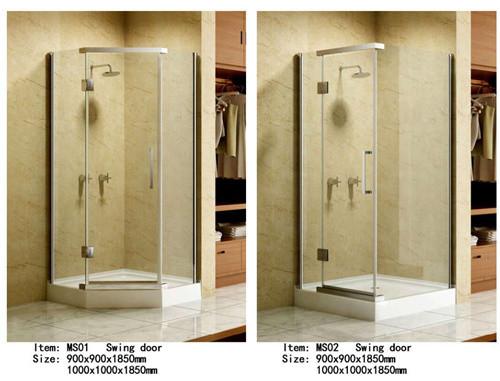 Square Acrylic Tray Corner Shower Enclosures , Three Panels Glass Shower Enclosure