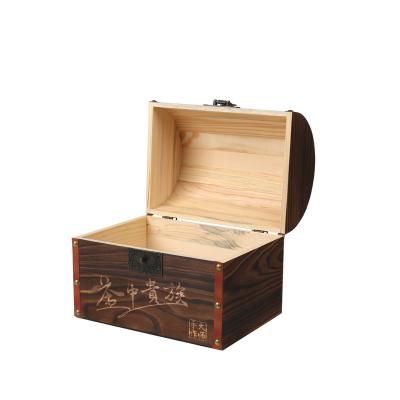 Boîte de stockage vintage avec verrouilleur en bois massif Porte-boîte antique avec couvercle Retro Porte-boîte décorative pour le thé