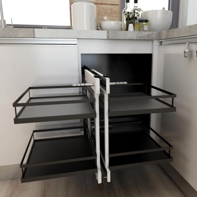 Fashionable Kitchen Pull Out Organizer Basket Soft Closing Mental Magic Corner Basket