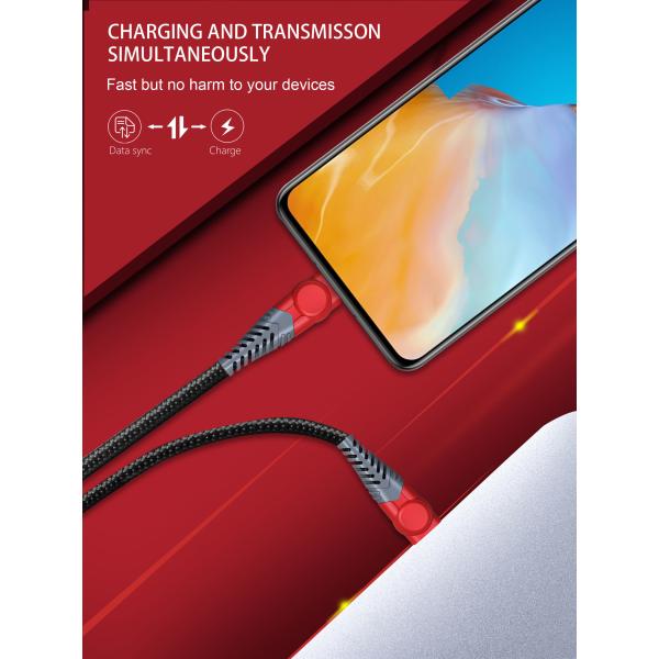 3A PD 60W Kevlar 3.0 USB Type C Charging Cable Super Strong For Office