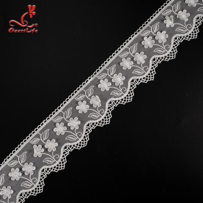Border Materials Flower Embroidery Cotton Lace Trim For Home Textile , Bags