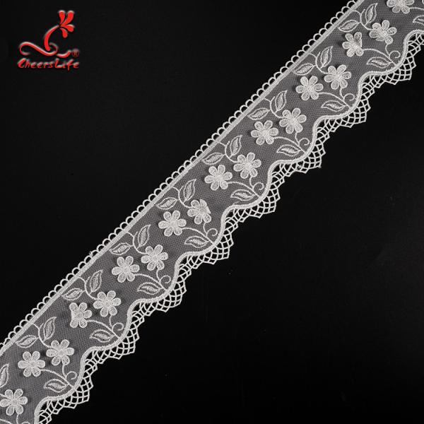Border Materials Flower Embroidery Cotton Lace Trim For Home Textile , Bags
