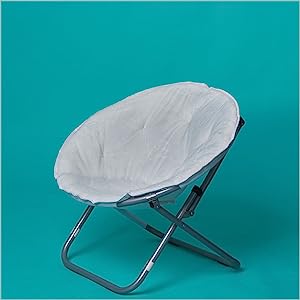 Folding Moon Chair - Large Saucer UFO Chair with Collapsible Metal Frame, Moon Round Camping Chair
