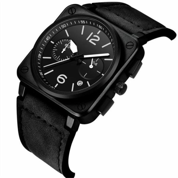 Genuine Leather Men'S Multifunction Watches Wear Resistant 3ATM Waterproof OEM