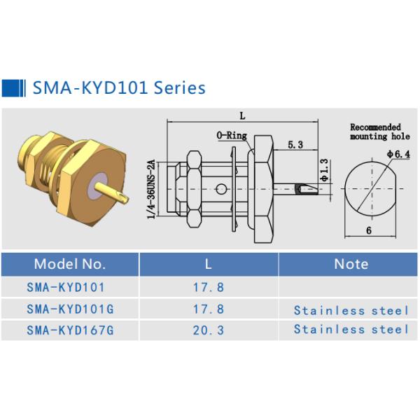 золото 335V 18GHz покрыло женский разъем на перегородке SMA