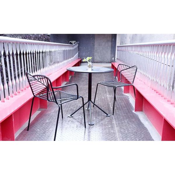 DuPont Powder Coated Round Black Outdoor Table Metal Spider Leg For Bistro Patio