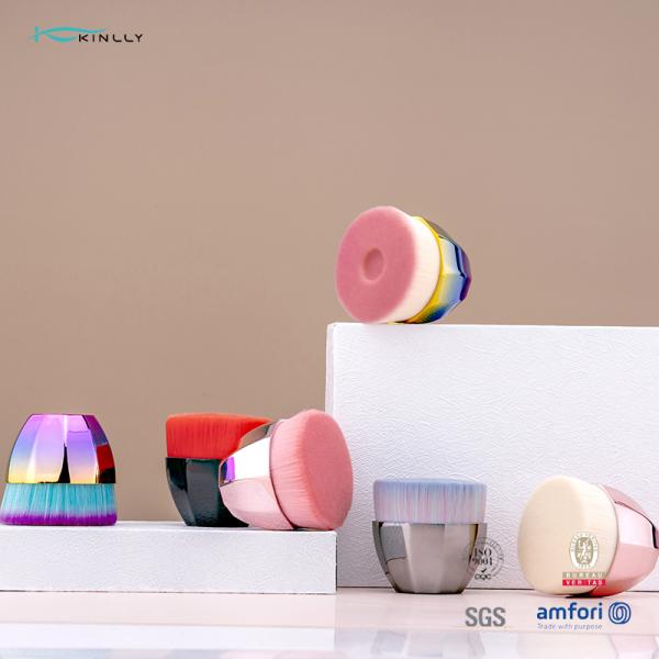 O cabelo sintético Kabuki liso do punho plástico escova a escova do pó de cara de Decagon