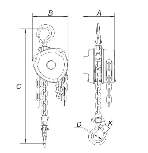 Standard Lifting Height From 2.5m to 3m Steel Chain Hoist  With Mechanical Brake Capacity Ranges From 0.5t to 50t