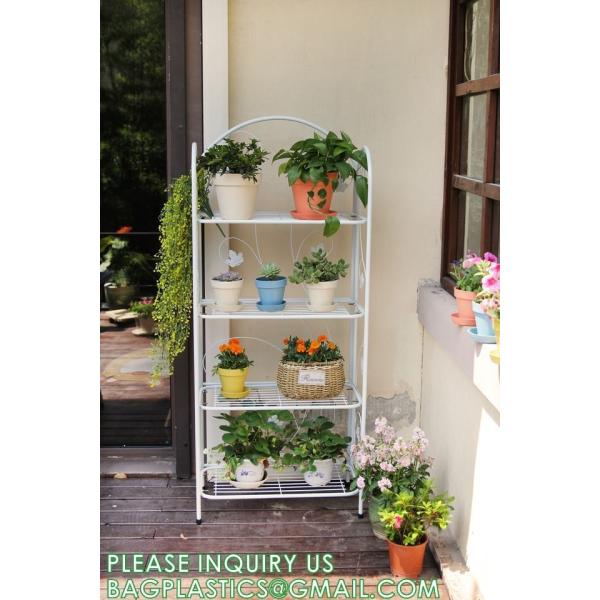 Plant Stand Indoor Outdoor, Plant Shelf Multiple Flower Pot Holder, Metal Wrought Iron Planter Shelf Plant Display