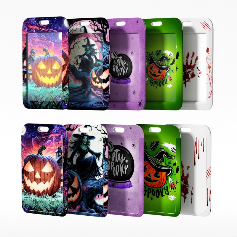 Casual Halloween Work Identity Badge Holder with Printed Logo and Lanyard Festival Auto Industry Specific ID Card Holder