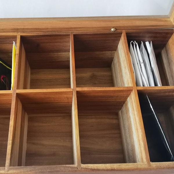 Верхняя часть регулируемого плоского ящика для хранения пакетика чая отсеков комода 12 деревянного стеклянная