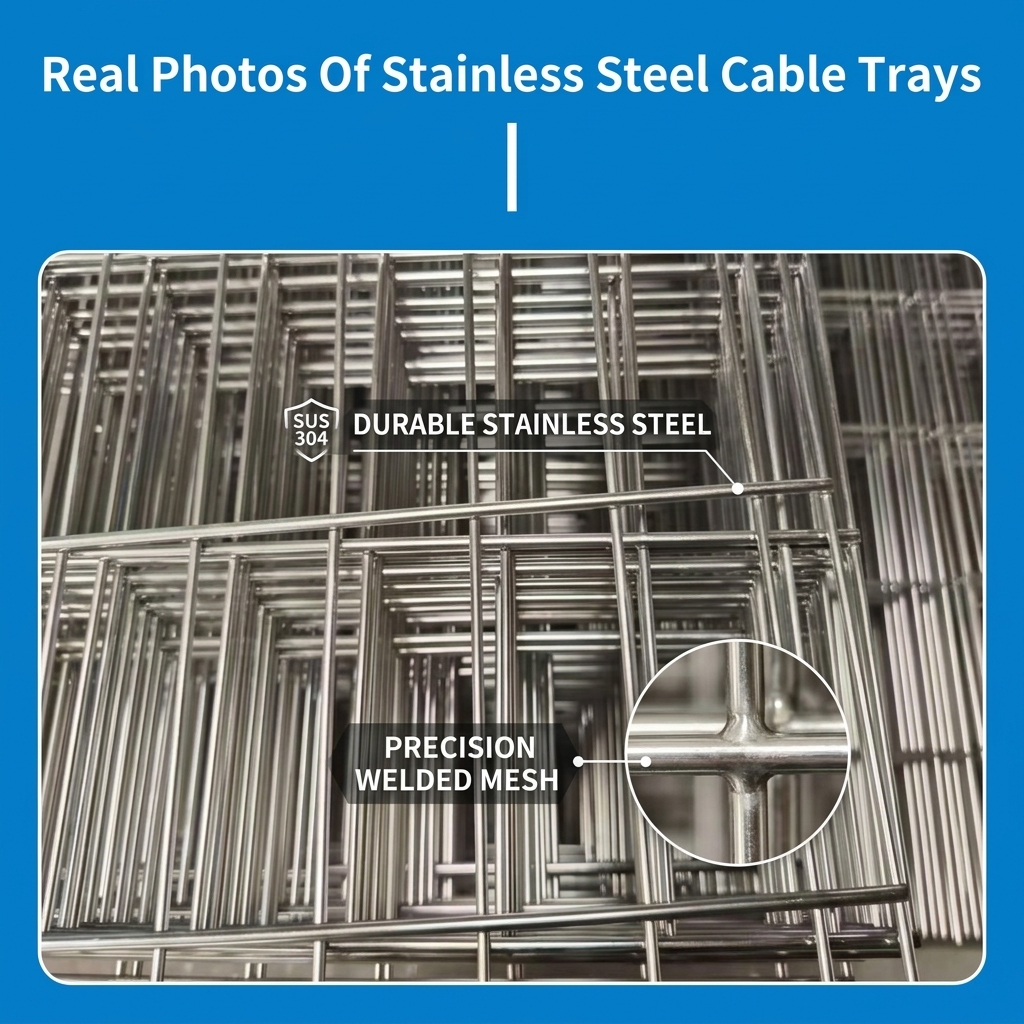 100x100 Stainless Steel Wire Basket Tray / Cable Tray Ss316