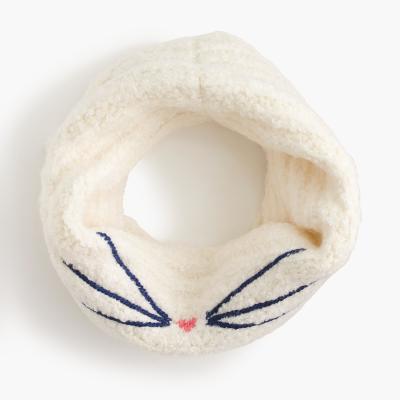 White Color Spandex Knit Infinity Scarf Thick Infinity Scarves With Embroidery