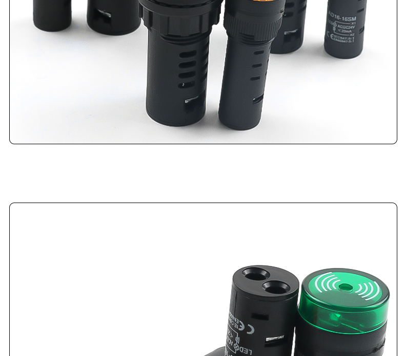 Acousto-Visual Alarm LED Buzzer Switches 16mm & 22mm Push Buttons with Loud Intermittent Light Max. 20A Current IP65 Level