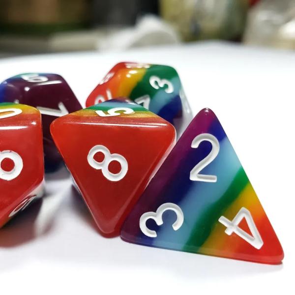 7 Layer Rainbow Handmade Resin Dice Crusson And Dungeon DND#RPG