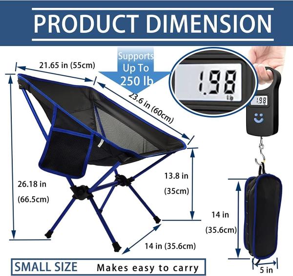 Oxford Quick Open Fishing Camping Folding Moon Chair, Mini Folding Camping Chair For Fishing