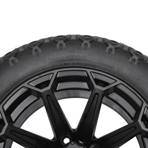 Golf Cart 14'' Matte Black Wheels And 22x10-14 DOT High Profile Tires Including Wheel Nuts and Center Caps