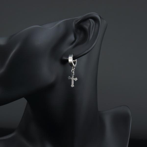 Hot sale cross pendant circle round stainless steel earring hoop earrings